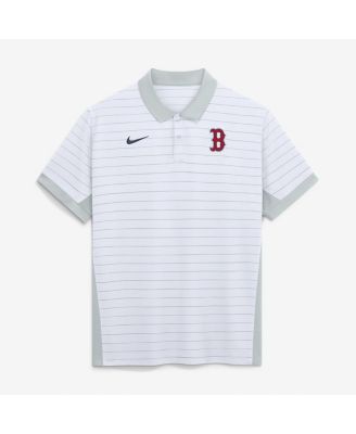 Men's White Boston Red Sox Authentic Collection Striped Victory Dri-FIT Polo Shirt