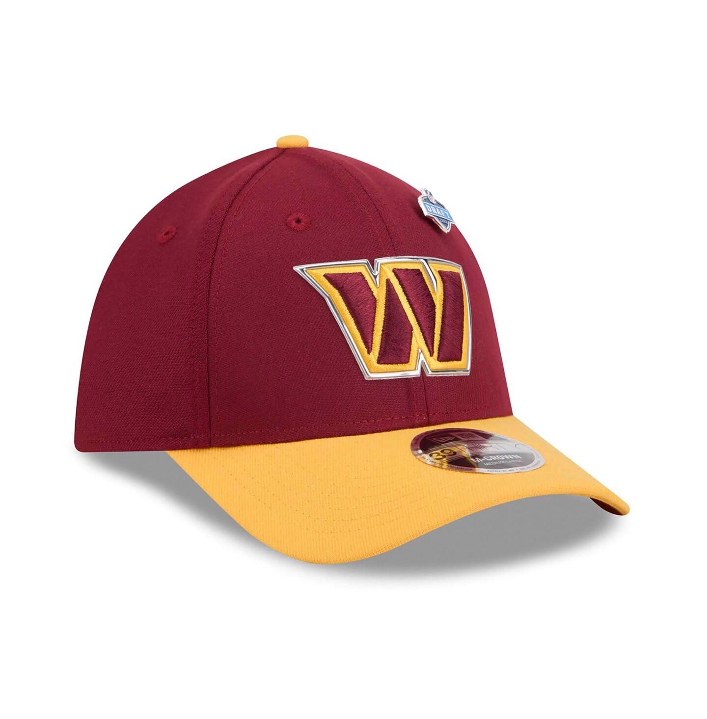 Мужская кепка New Era Burgundy/Gold Washington Commanders 2026 NFL Draft 39THIRTY M-Crown Flex Hat — фото 3