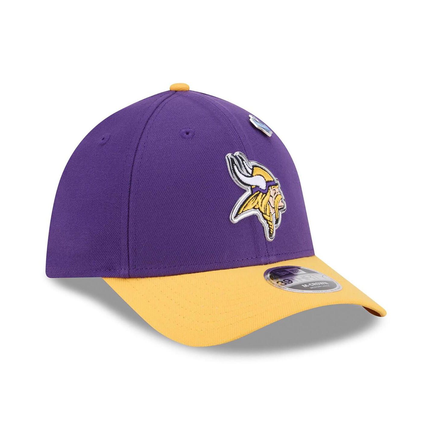 Мужская кепка New Era Purple/Gold Minnesota Vikings 2026 NFL Draft 39THIRTY M-Crown Flex Hat — фото 3