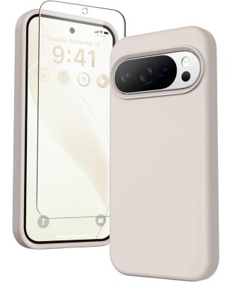 for Google Pixel 10/Pixel 10 Pro Case, Liquid Silicone Case with Screen Protector, Full Body Protective Cover, Shockproof Phone Cover