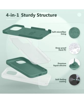 for iPhone 15 Case, Liquid Silicone Case with Anti-Scratch Soft Microfiber Lining Shockproof Protective Phone Cover 6.1", Midnight Green