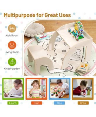 Kids Table and Chair Set with Wide Tabletop and Curved Safety Edges