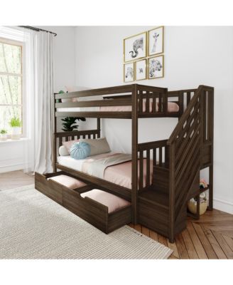 Max and Lily Twin over Twin Staircase Bunk Bed with Storage Drawers