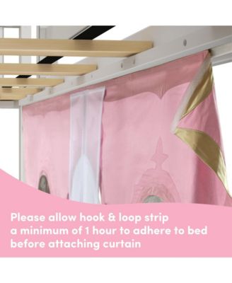 Low Twin over Twin Bunk With Stairs, Easy Slide and Gold Princess Curtain