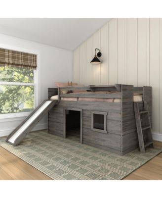 Max and Lily Farmhouse Twin Low Loft with Slide