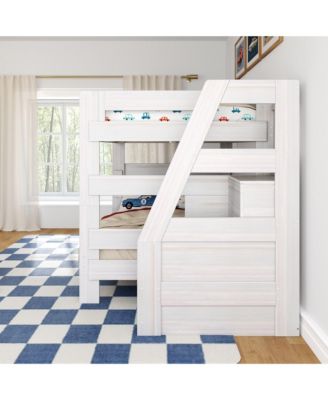 Max and Lily Modern Farmhouse Queen Over Queen Bunk Bed With Staircase