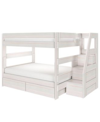 Max and Lily Modern Farmhouse Queen Over Bunk Bed With Staircase and Storage Drawers