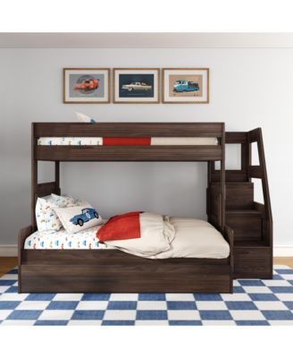 Max and Lily Modern Farmhouse Twin Over Full Bunk Bed With Staircase
