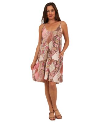 Women's Patchwork Spaghetti Strap Pocket Mini Dress