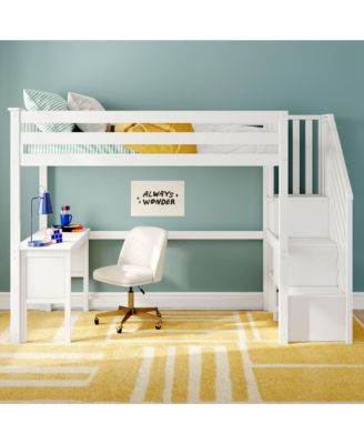 Max and Lily Classic Twin High Loft (ladder on end), Desk, Staircase