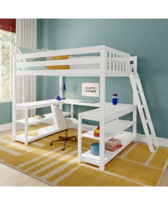 Max and Lily Classic Full High Loft with Wraparound Desk