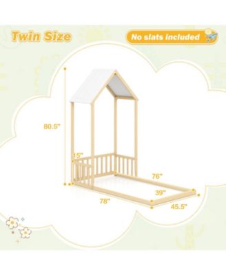 Twin Kids House Bed Frame with Safety Guardrails