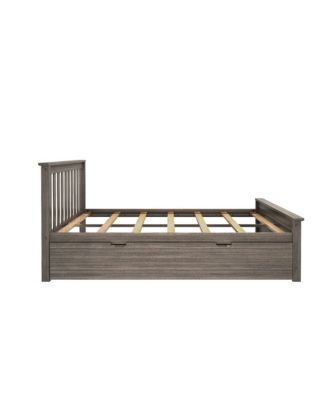 Max and Lily Full Size Bed Frame with Trundle, Solid Wood Platform Bed with Storage