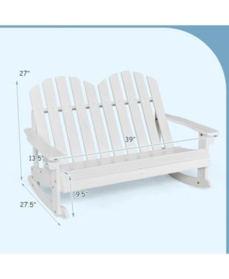 2-Person Kids Adirondack Rocking Chair with Slatted Seat
