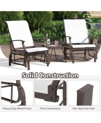 Outdoor Glider Patio Chairs Set of 2 with Ergonomic Backrest