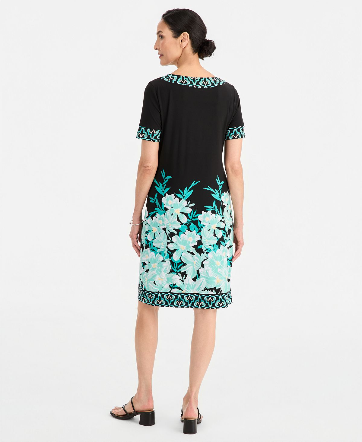 JM Collection Women's Printed Border Embellished Boat-Neck Knit Dress, Macy's Exclusive view 5 — MAYCSS fashion products