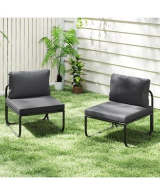 Outdoor Low-Profile Patio Chairs Set of 2 with Removable Cushions
