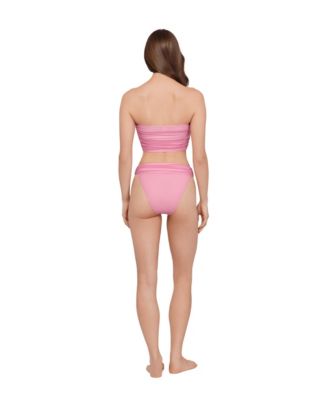 Women's Gold-Tone Bead Keyhole Tube Underwire Bikini Top