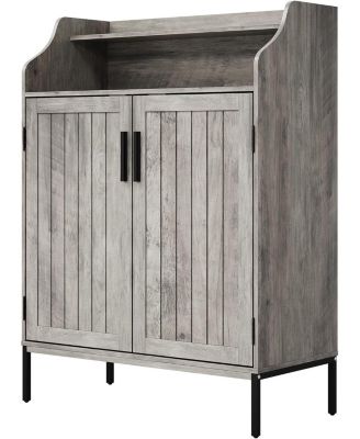 Modern Shoe Storage Cabinet with Doors, 4 Tier Organizer with Adjustable Shelves