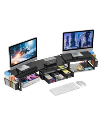 Desk Organizer Monitor Riser Drawer Pen Holder Shelf 2 pen holders 1 drawer