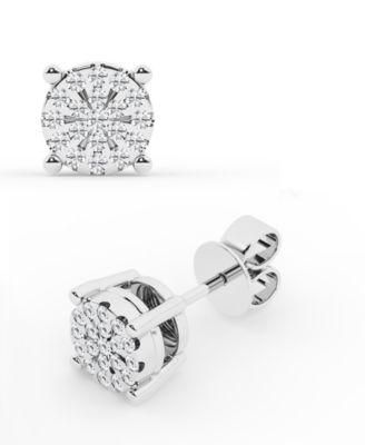 Diamond Cluster Stud Earrings in Sterling Silver (1/4 ct. t.w.)