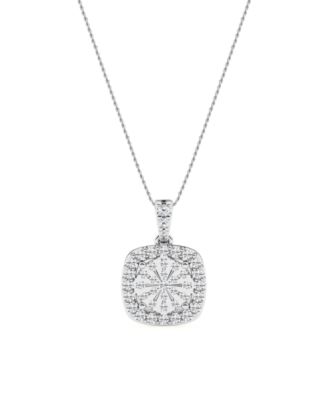Macy's - Diamond Cushion Pendant Necklace in Sterling Silver (1/3 ct. t.w.)