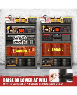 Heavy Duty 5-Tier Metal Garage Shelving, 3800lb Capacity, Tool-Free Assembly