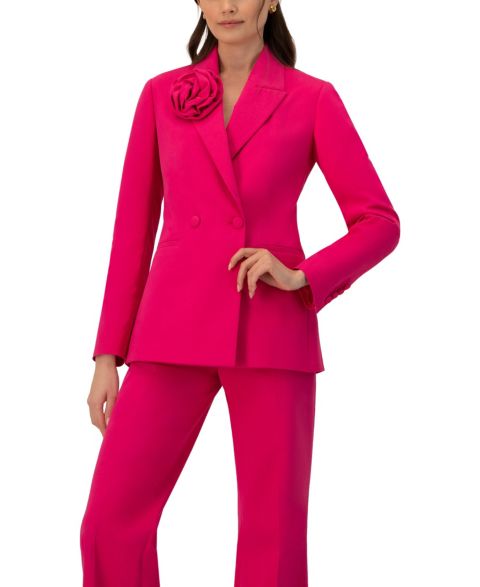 Женский пиджак Ivonne Double-Breasted Cotton Blazer with Flower Detail, цвет: Фуксия