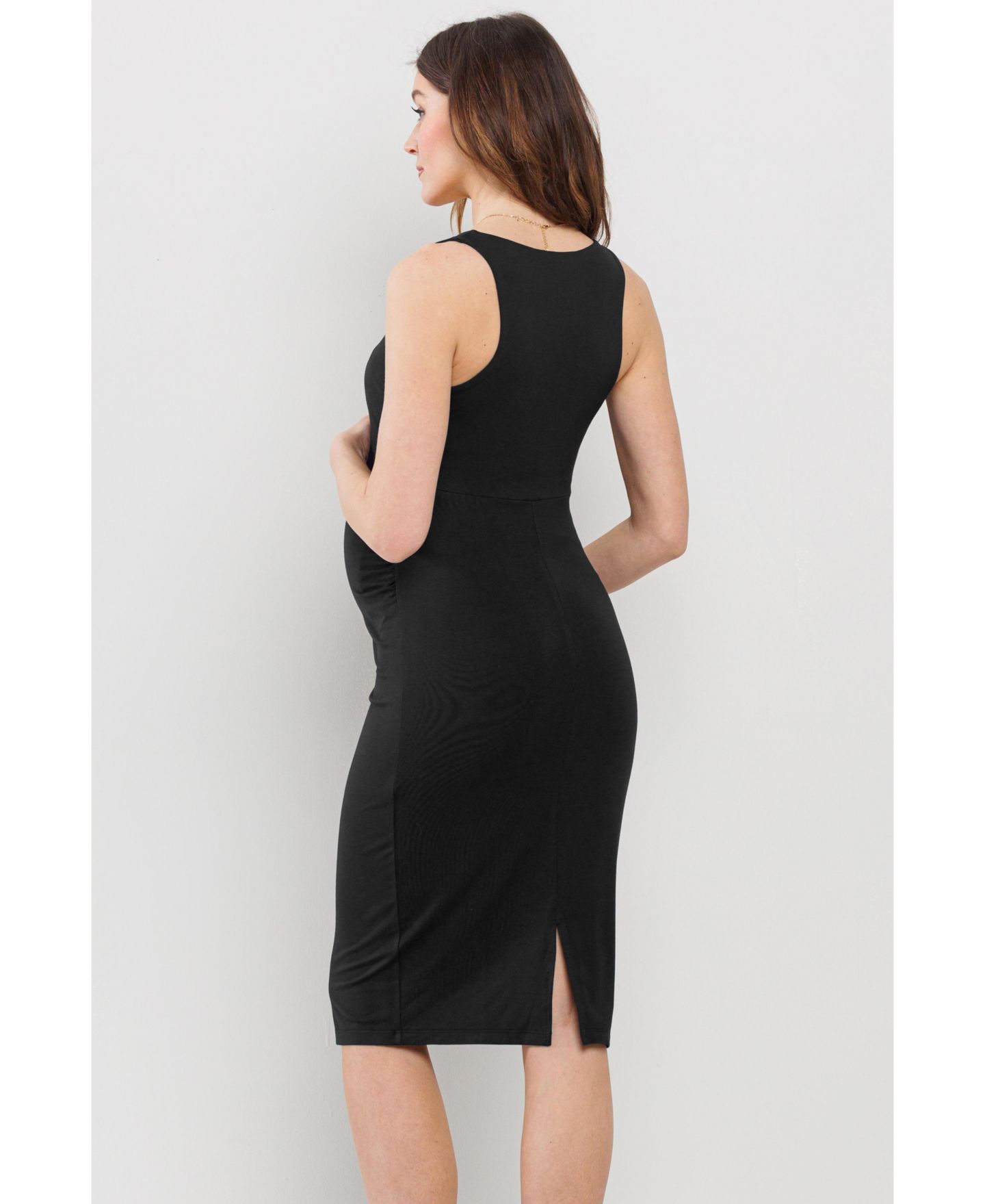 Женское платье Hello Miz Maternity Bodycon Scoop Neck Sleeveless Knee Length, цвет: Чёрный — фото 4