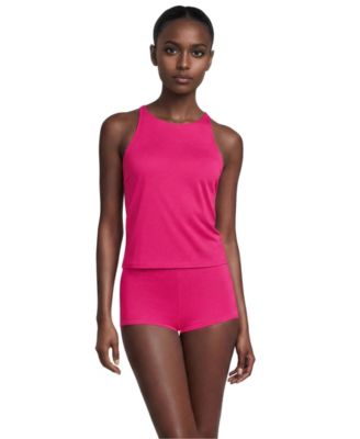 Women's D-Cup Tugless High Neck Strappy Back Tankini Top