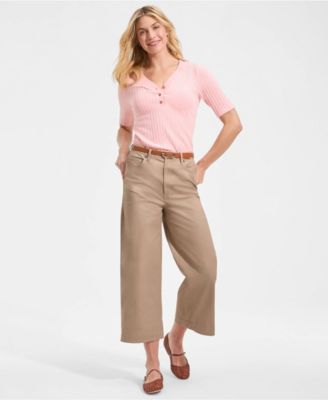 Petite Knockabout Chino High Rise 5 Pocket Wide Leg Crop Pants