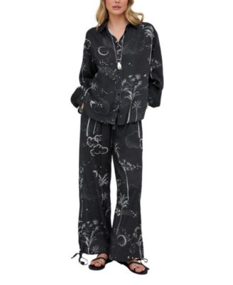 Women's Palm Button Down Palm Print Shirt