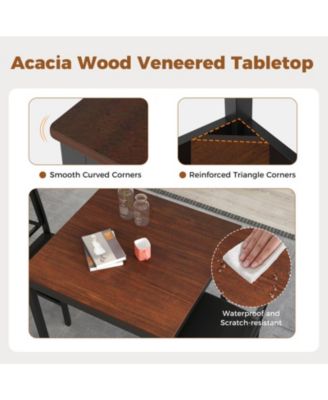 3-Piece Wooden Kitchen Table Set for 2 with Cross-Back Chairs