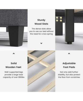 Full Upholstered Platform Bed Frame with Ottoman Storage and Tufted Headboard