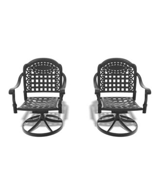 Patio Cast Aluminum Swivel Dining Chairs with Cushions, Set of 2