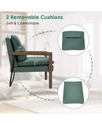 Extra-Thick Padded Single Accent Armchair with Rubber Wood Legs