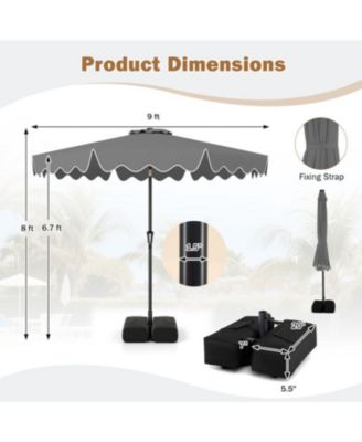 Outdoor Patio Umbrella with Stable Weighted Base and Sandbag Anchors