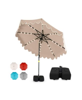 Patio Umbrella with Solar LED Lights and Heavy Duty Weighted Base