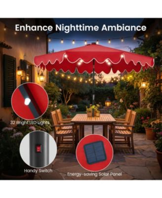 Patio Umbrella with Solar LED Lights and Heavy Duty Weighted Base