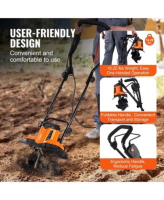10 Amp Electric Tiller, 14" Tilling Width, Corded Cultivator for Lawn Digging