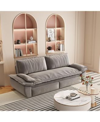 3-in-1 Multi-Functional Velvet Sleeper Loveseat, 73.2 Inch Queen Pull Out Sofa Bed Featuring Plush Soft Armrests for Living Room Use