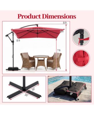 Solar-Powered Offset Hanging Umbrella with 40 LED Lights for Patio