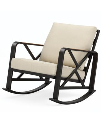 Outdoor Rocking Chair Set, 3PCS Rocking Bistro Set with Thick Cushion, Waterproof Patio Rocking Chairs with Table