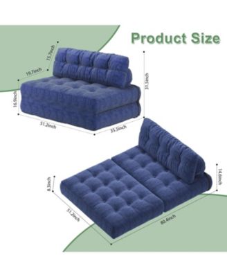 Folding Sofa Bed, Floor Folding Couch with Pillow, Futon Sofa Bed Convertible Sleeper Chair Foldable Mattress Back Support