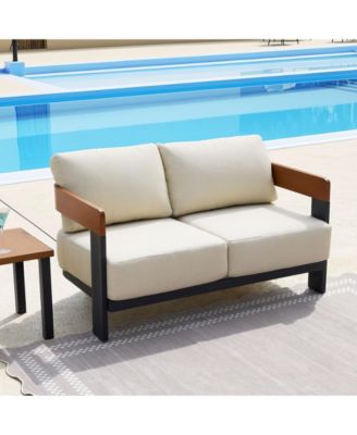 Outdoor Patio Sofa with Cushions, Metal Frame Patio Couch with  Thick Cushions, Outdoor Seating