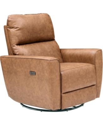 Swivel Rocking Recliner, Faux Leather Glider, Lumbar Support, High Back, Manual Nursery Chair, Electric