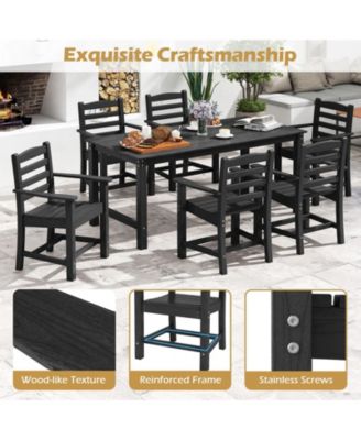 Set of 2 HDPE All-Weather Patio Dining Chairs with Wide Armrests