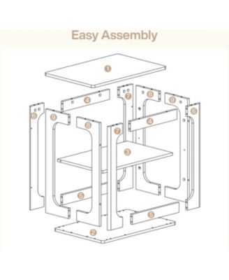 End Table with Storage Shelves, 3-Tier Side Table with Sturdy Base, Farmhouse Wooden Bedside Nightstand