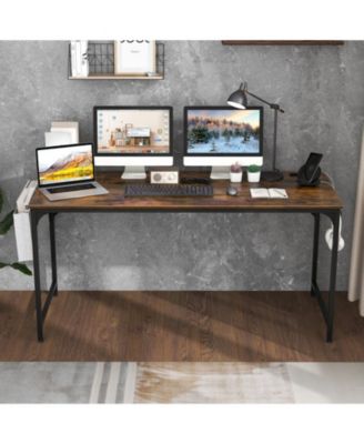 Computer Desk with Built-In Charging Station, Side Storage Bag and Metal Hook