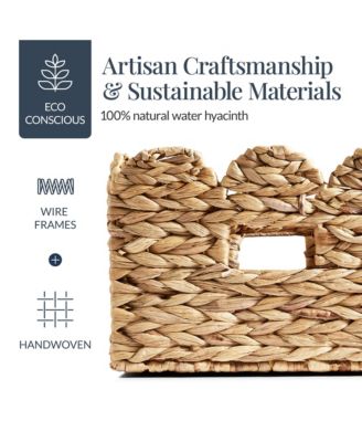 Scalloped Shelf Baskets, Woven Storage Bins, 2 Pack